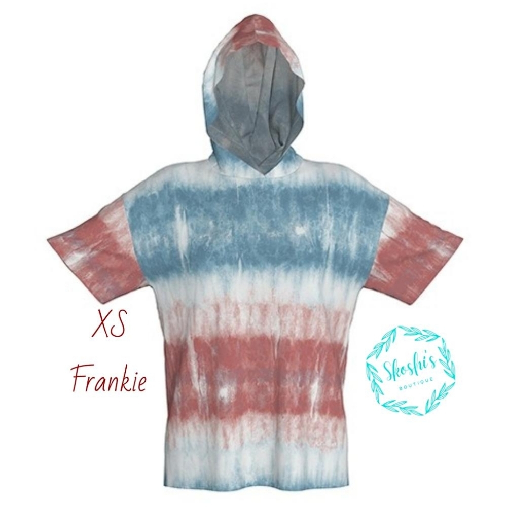 LuLaRoe Frankie Tie-Dye Hoodie - Blue and Red